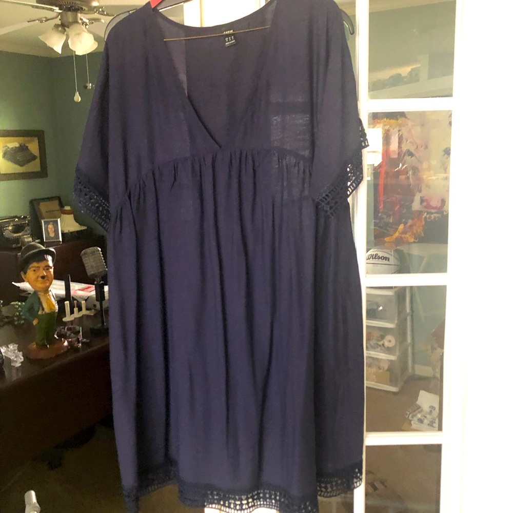 Navy XL babydoll style v neck dress